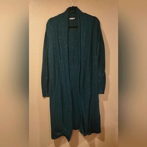 Maurices Teal Metallic Duster Cardigan - Women's Sz XL